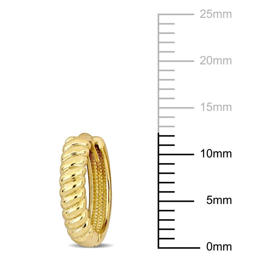 3mm Twist Design Mini Hoop Earrings in 14k Yellow Gold