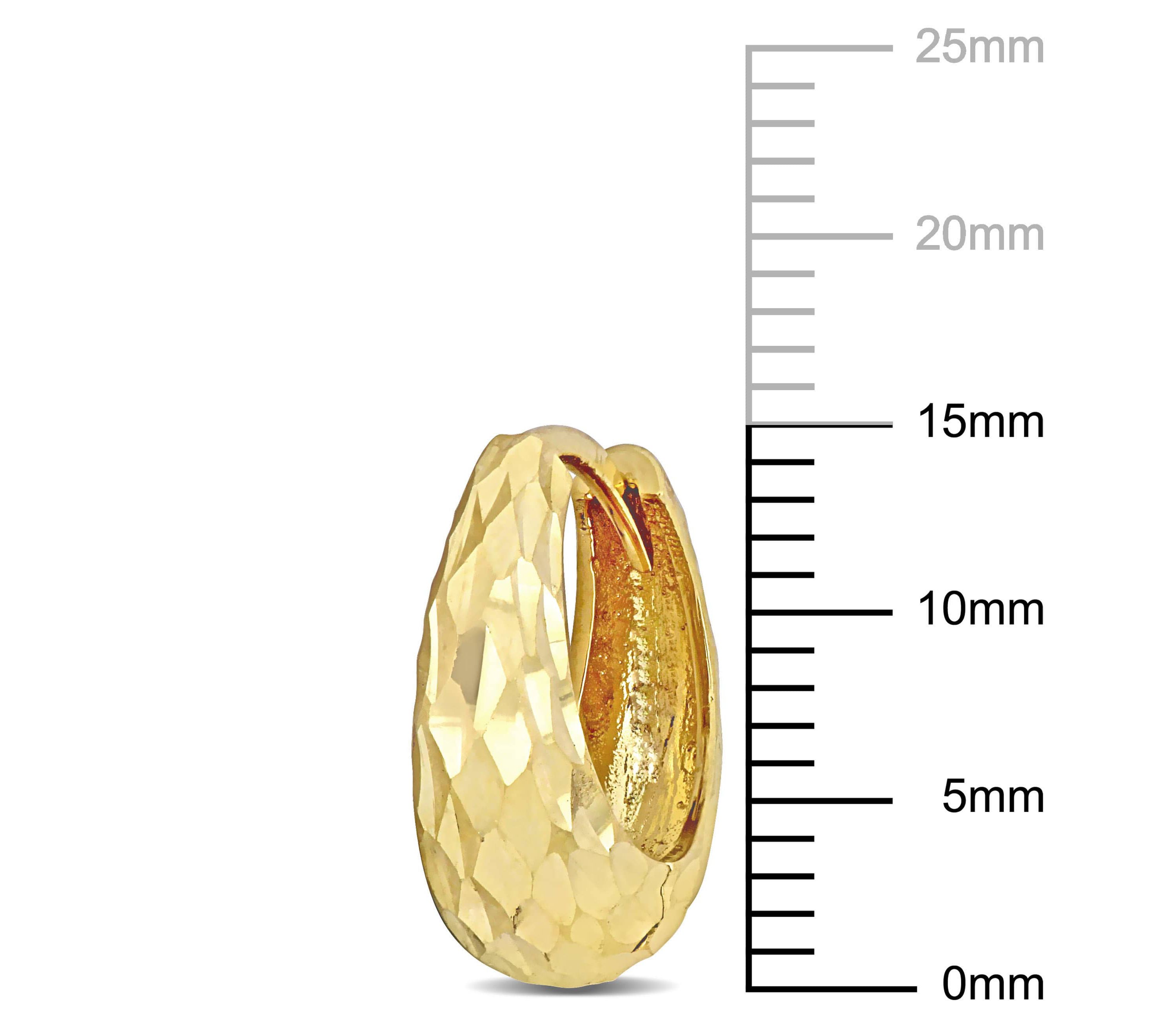 6mm Huggie Earrings with Diamond Cut Design in 14k Yellow Gold