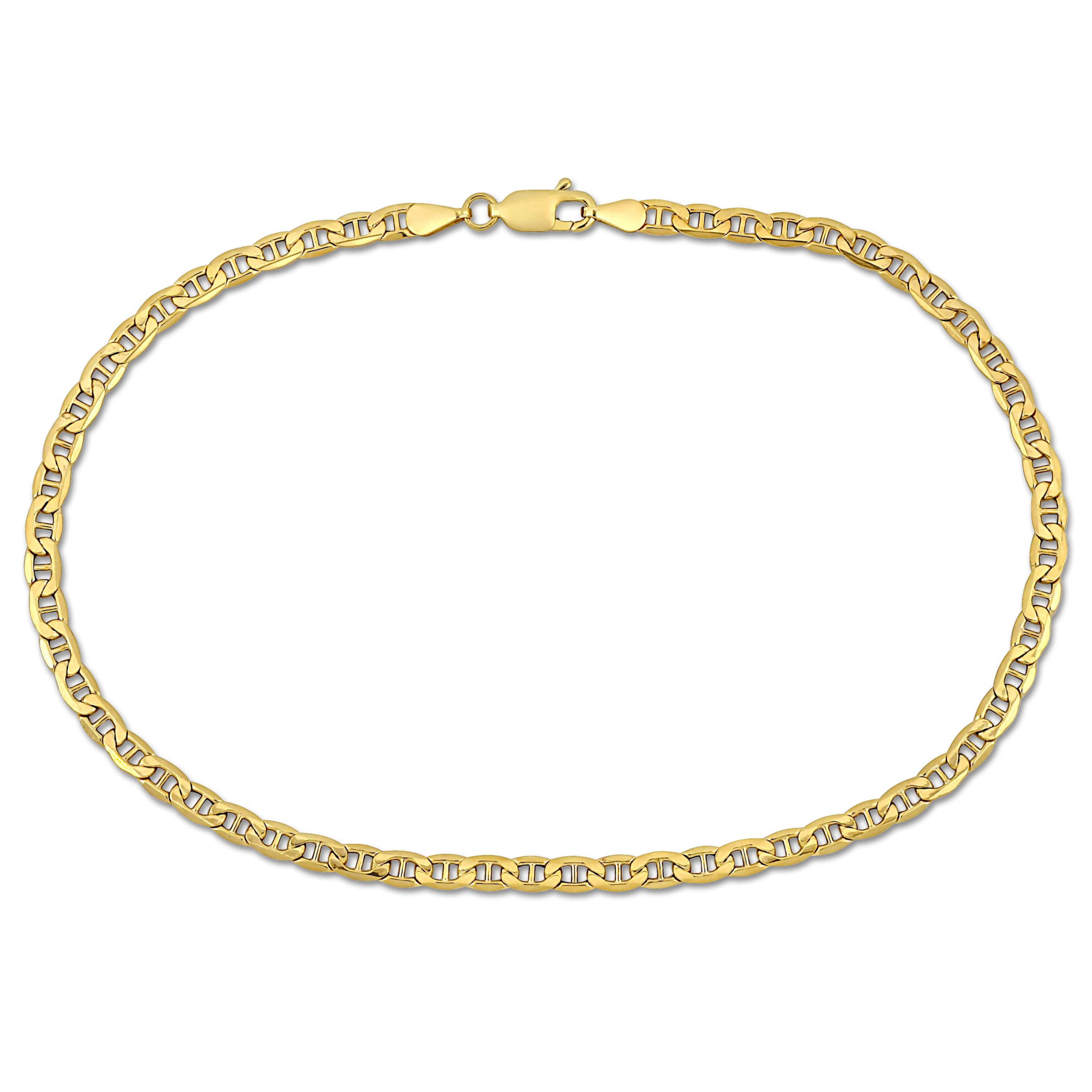 3.3mm Marine Link Anklet in 10k Yellow Gold, 10 in.