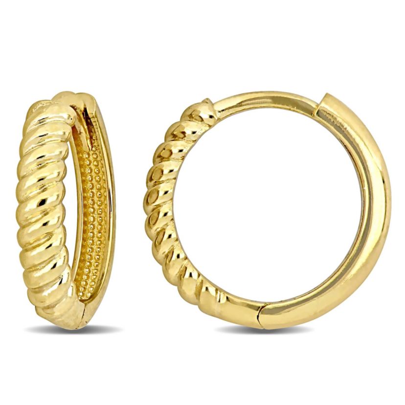 3mm Twist Design Mini Hoop Earrings in 14k Yellow Gold