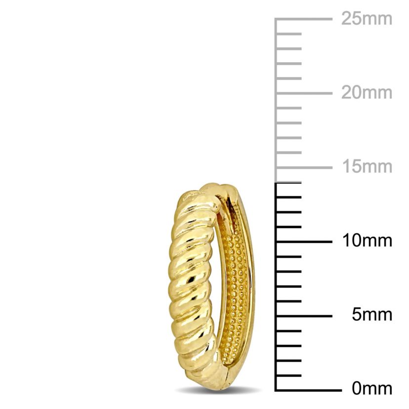 3mm Twist Design Mini Hoop Earrings in 14k Yellow Gold