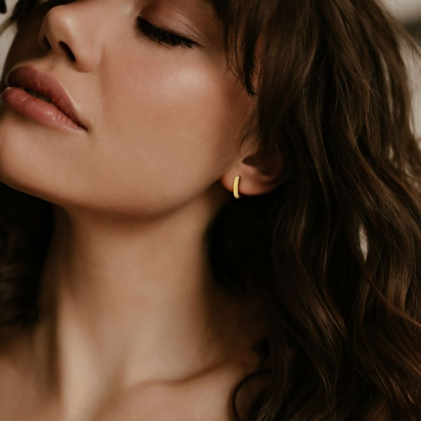 3mm Twist Design Mini Hoop Earrings in 14k Yellow Gold