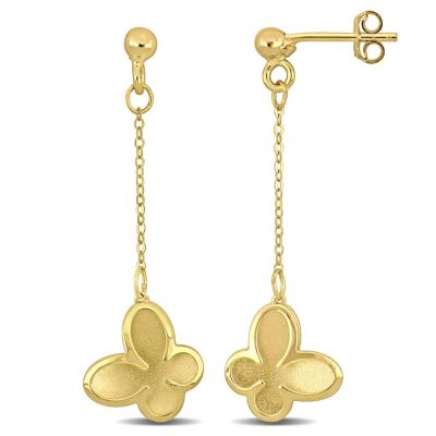 Belk & Co 11mm Butterfly Drop Earrings in 14k Yellow Gold
