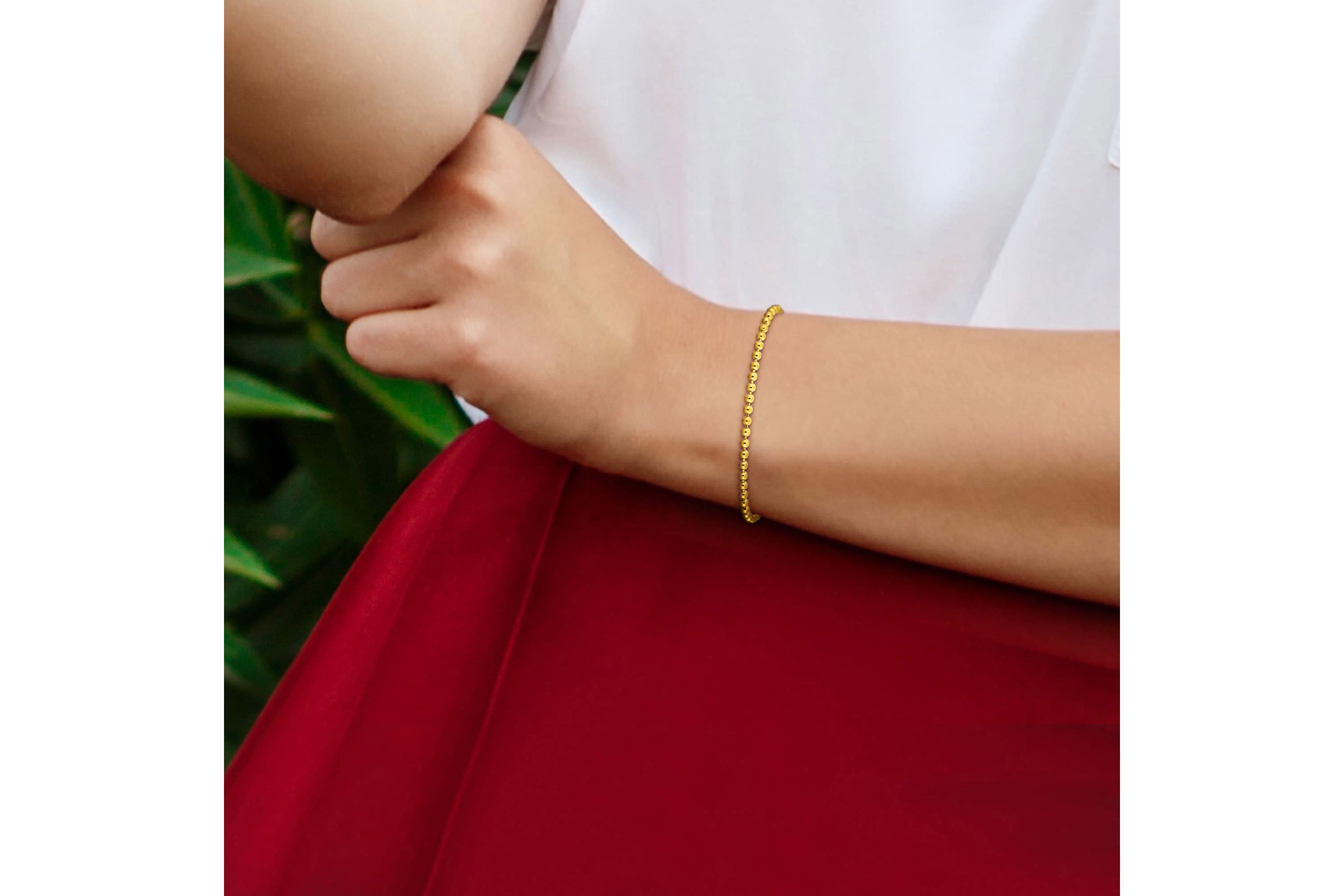 3mm Ball Bead Bracelet in 14k Yellow Gold, 7 in