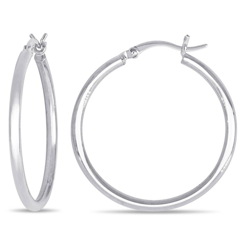 30mm Hoop Earrings in 10k White Gold