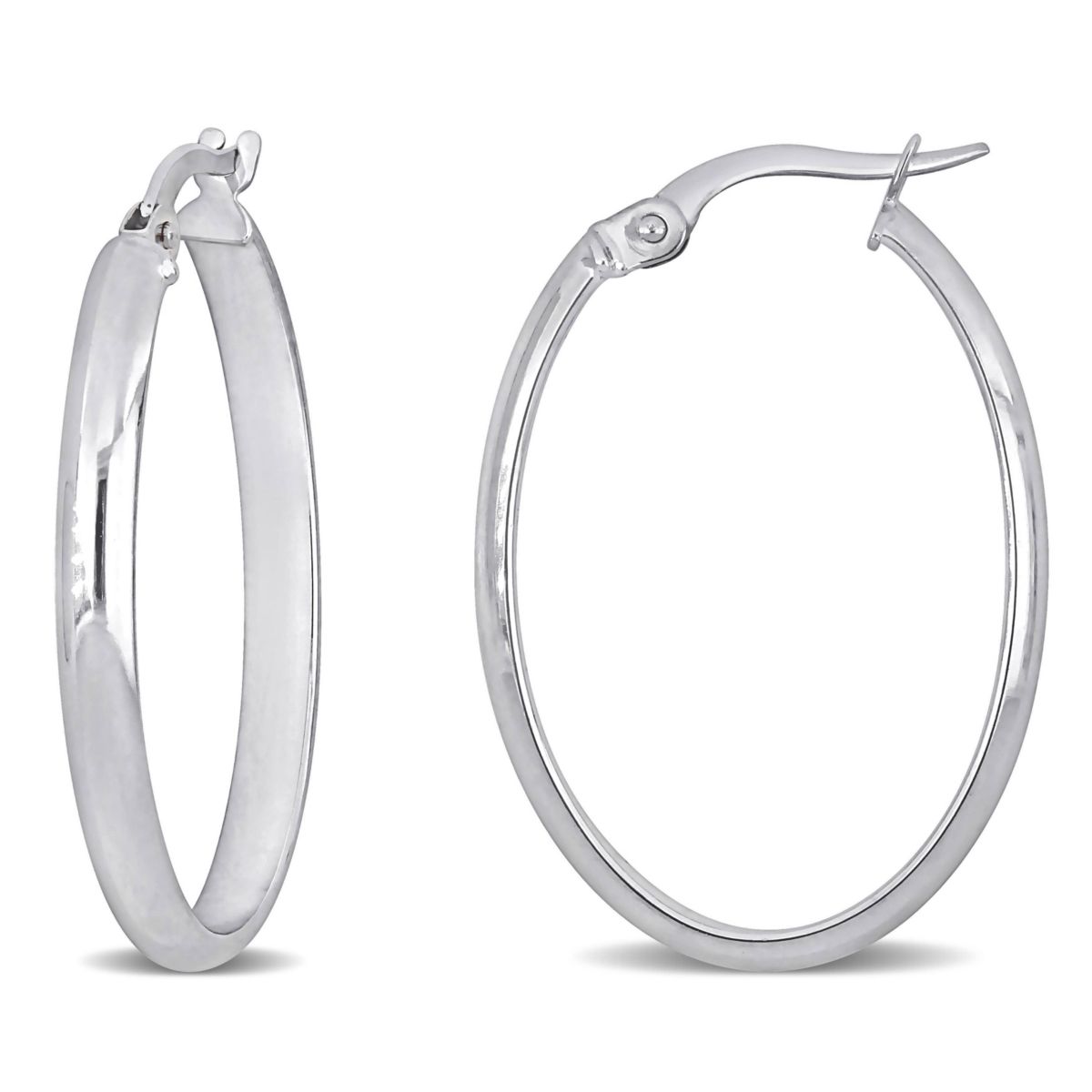 29mm Oval Hoop Earrings in 10k White Gold