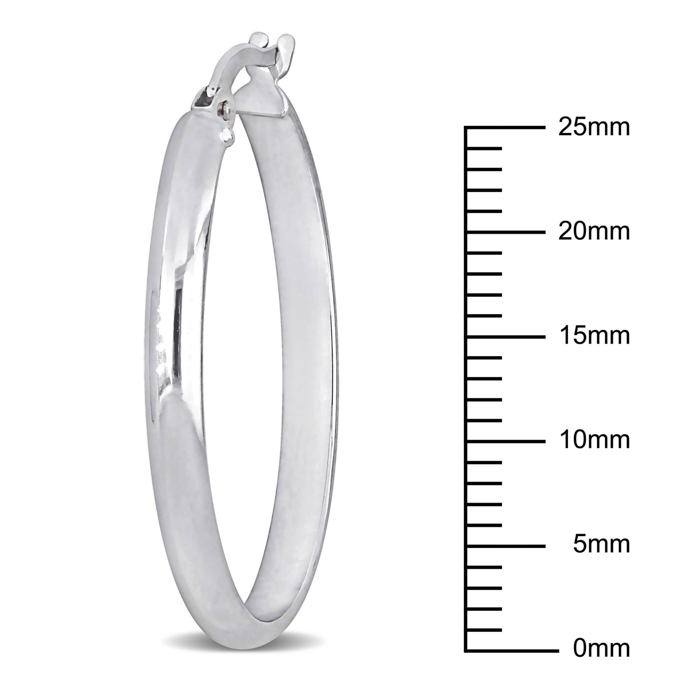 29mm Oval Hoop Earrings in 10k White Gold