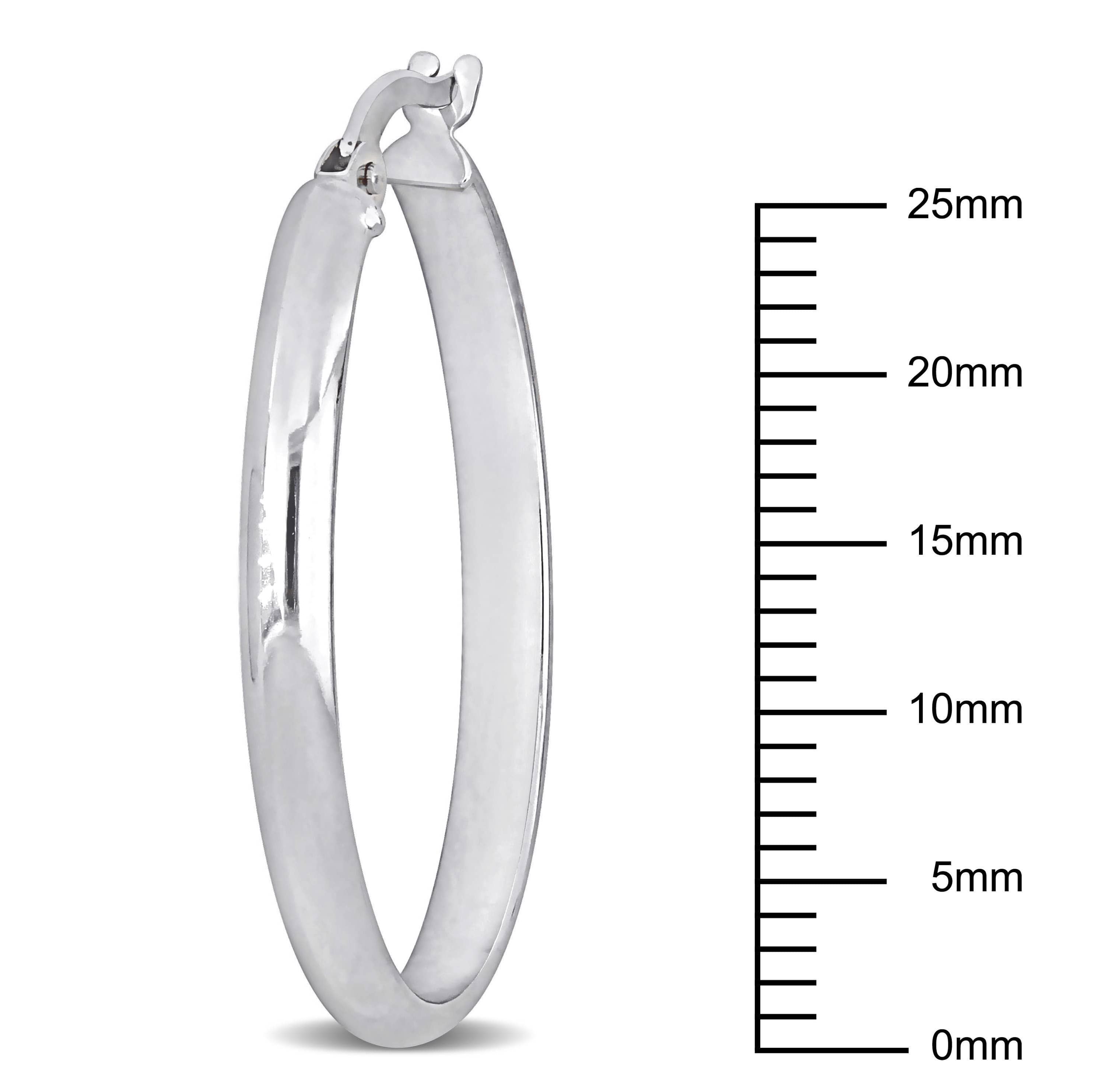 29mm Oval Hoop Earrings in 10k White Gold