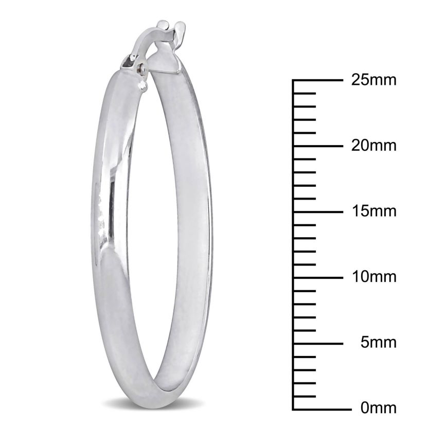 29mm Oval Hoop Earrings in 10k White Gold