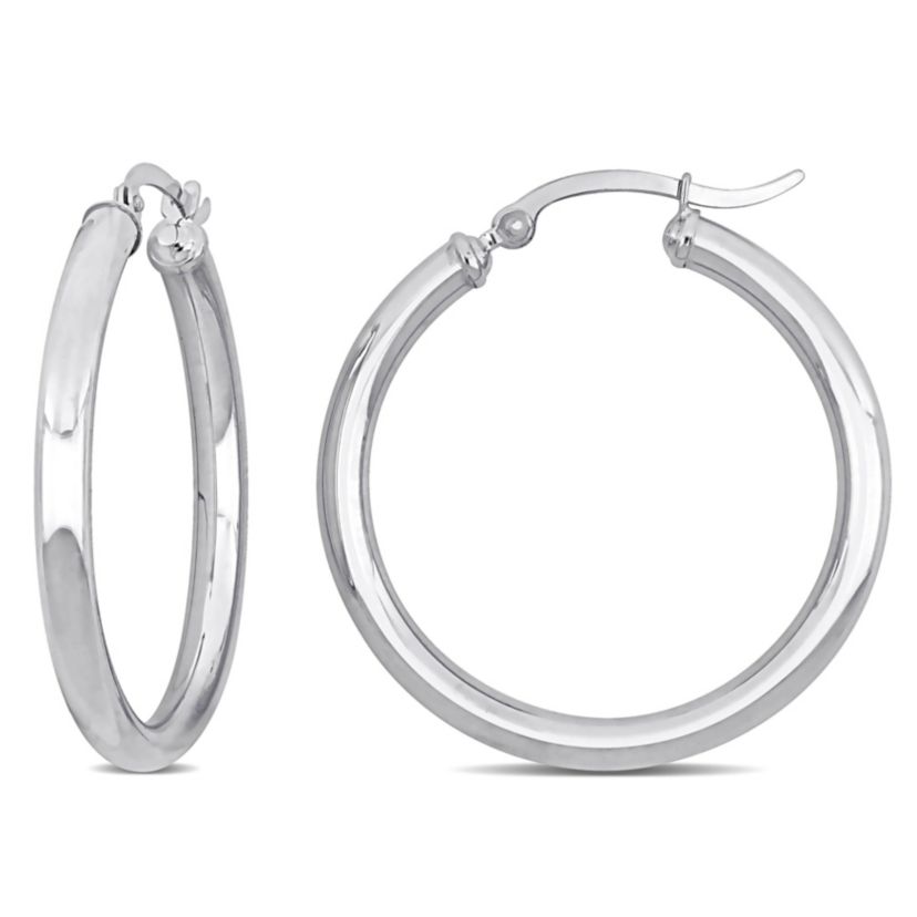 33mm Hoop Earrings in 10k White Gold