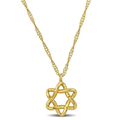 Belk & Co 7.2mm Star of David Religious Pendant with Chain 14k Yellow Gold, 17 in