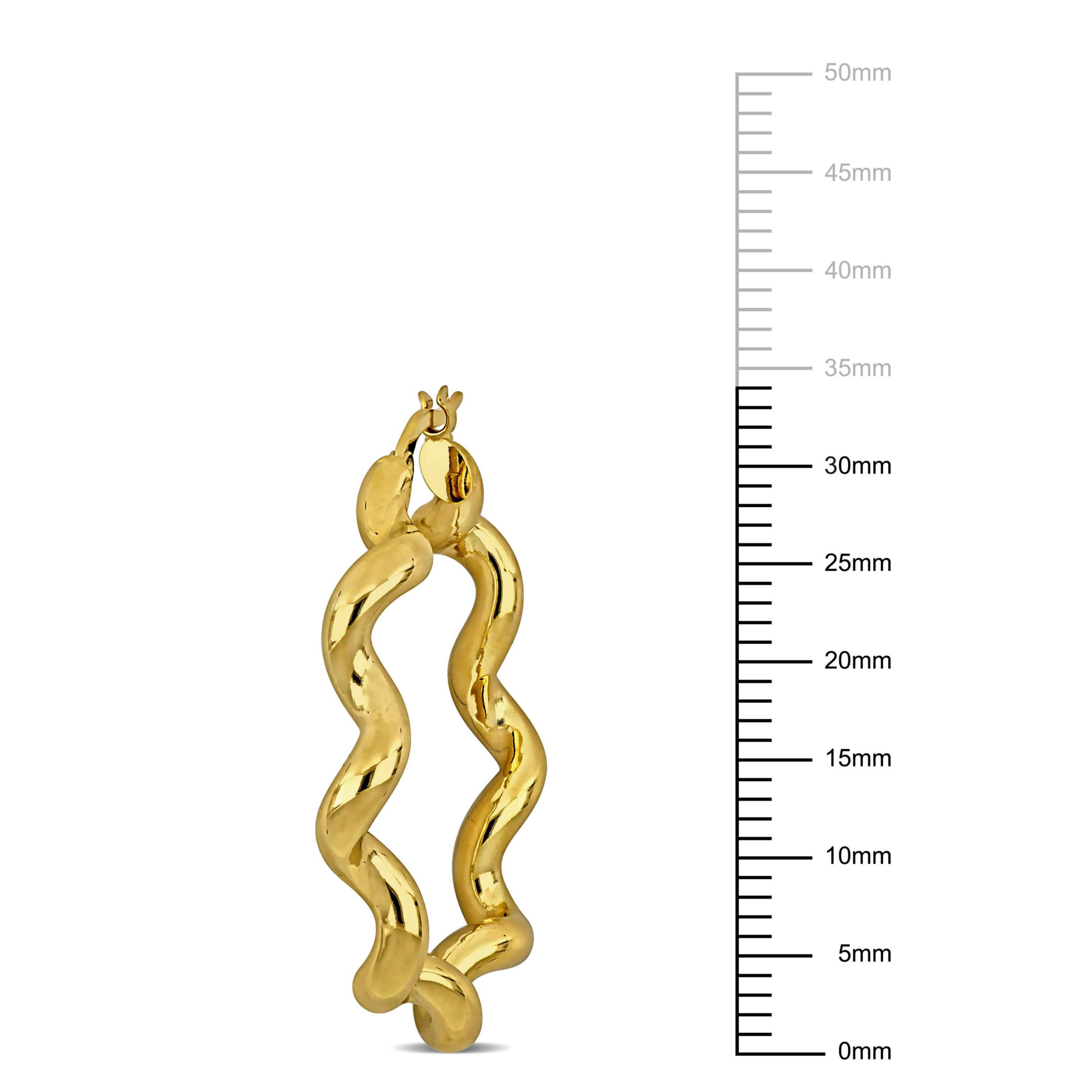 34mm Wavy Hoop Earrings in 14k Yellow Gold