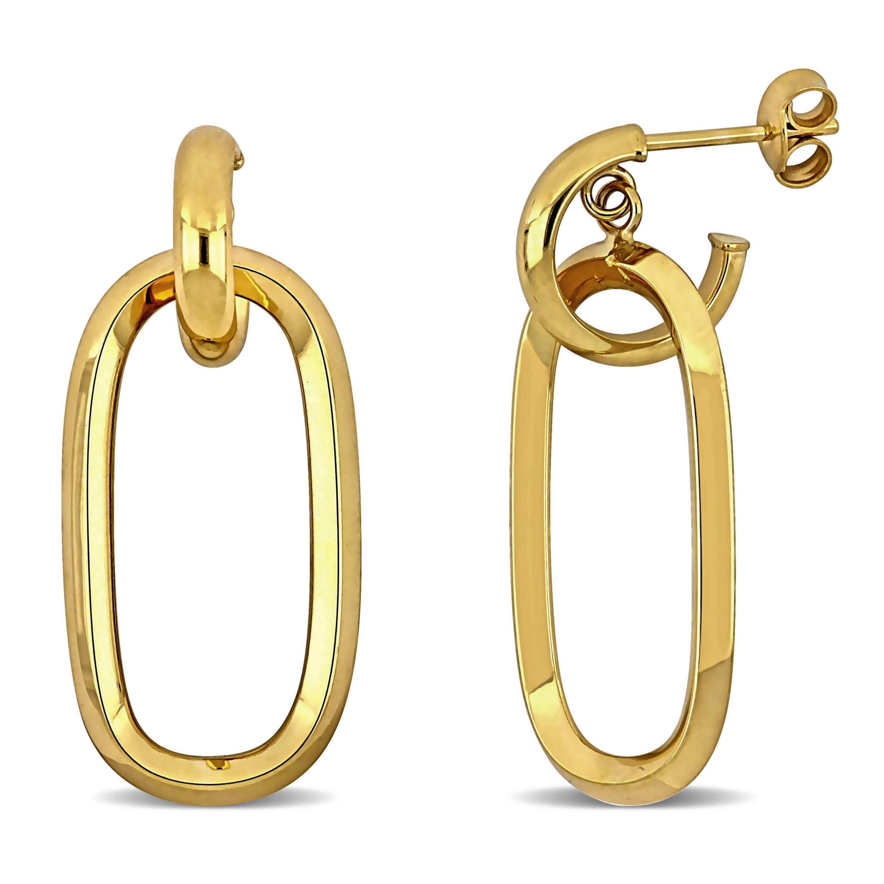14mm Dangle Hoop Earrings in 14k Yellow Gold
