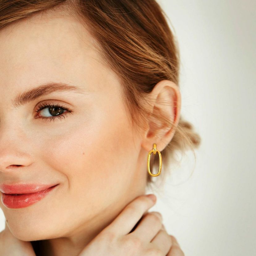 14mm Dangle Hoop Earrings in 14k Yellow Gold