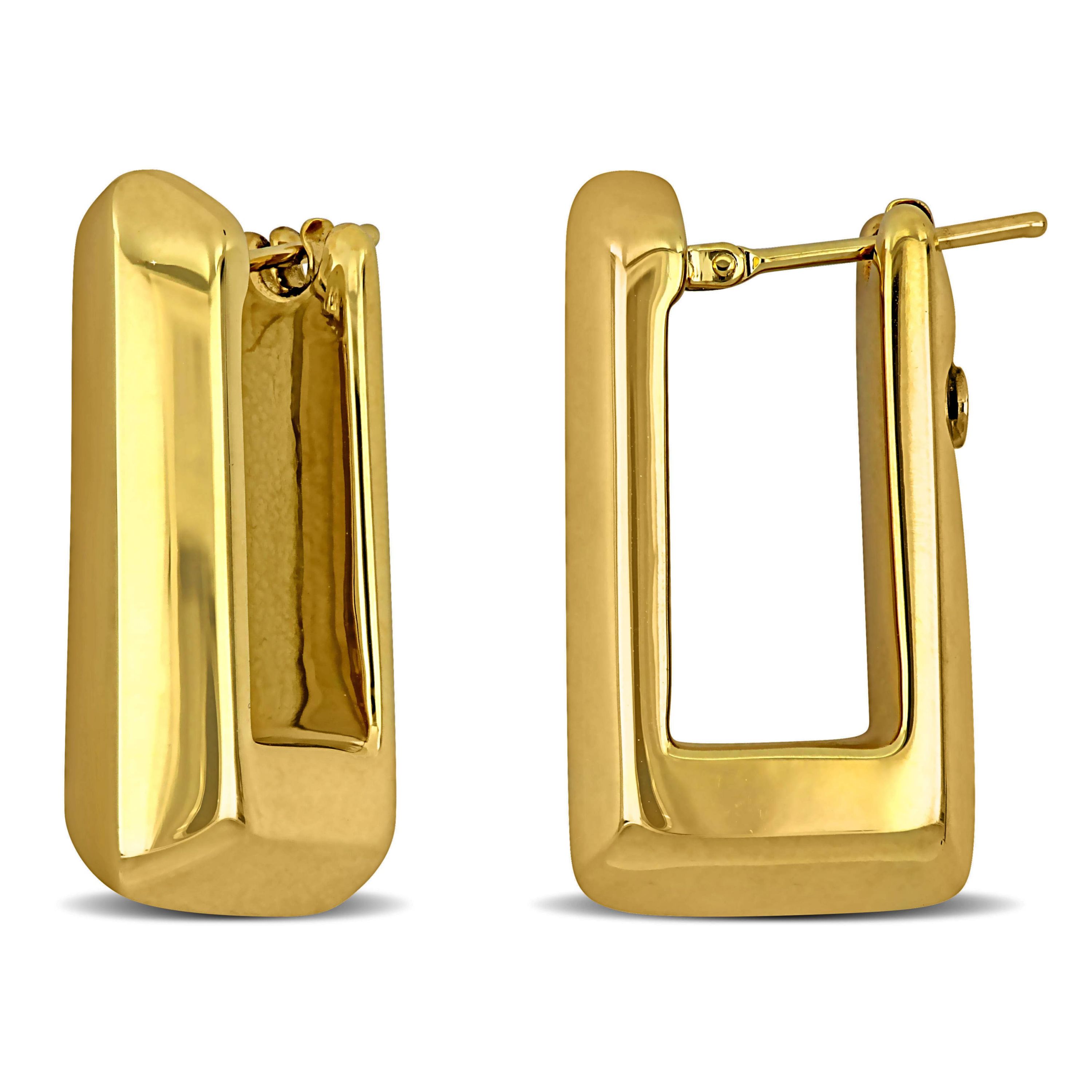 28mm Square Hoop Earrings in 14K Yellow Gold