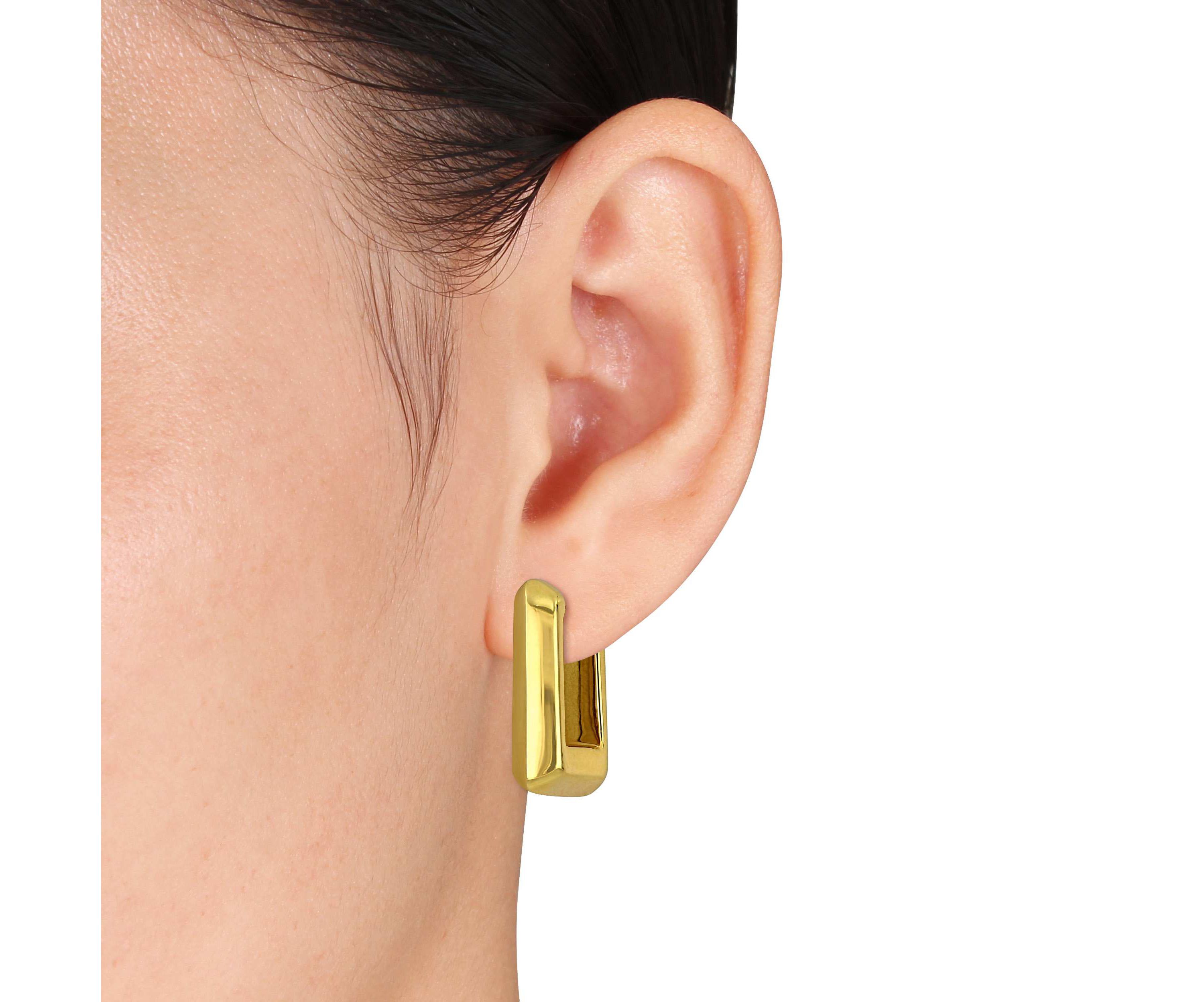 28mm Square Hoop Earrings in 14K Yellow Gold