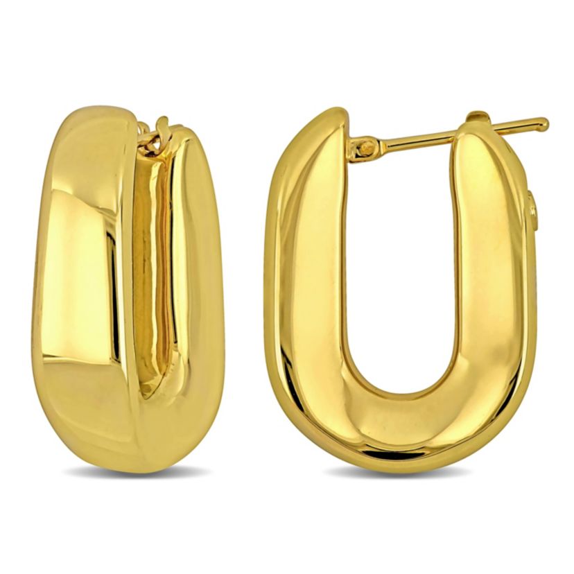26mm Square Oval Hoop Earrings in 14K Yellow Gold