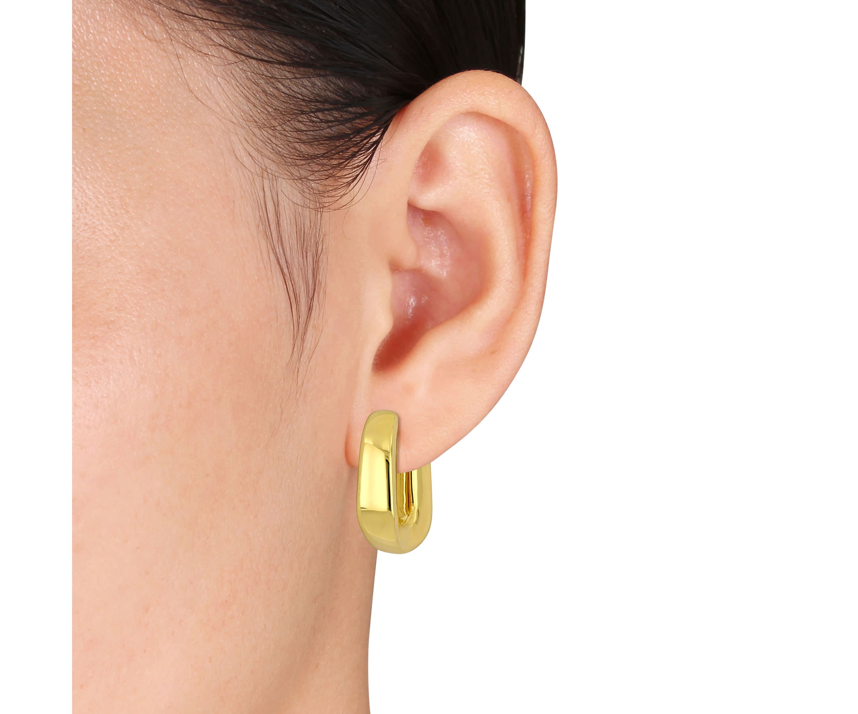 26mm Square Oval Hoop Earrings in 14K Yellow Gold