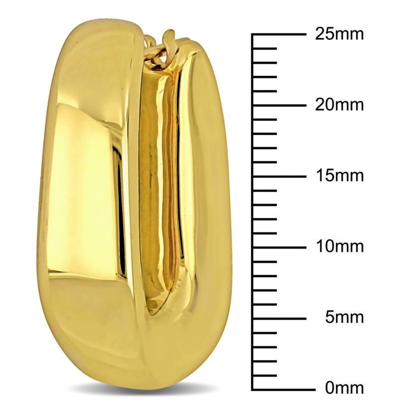 26mm Square Oval Hoop Earrings in 14K Yellow Gold