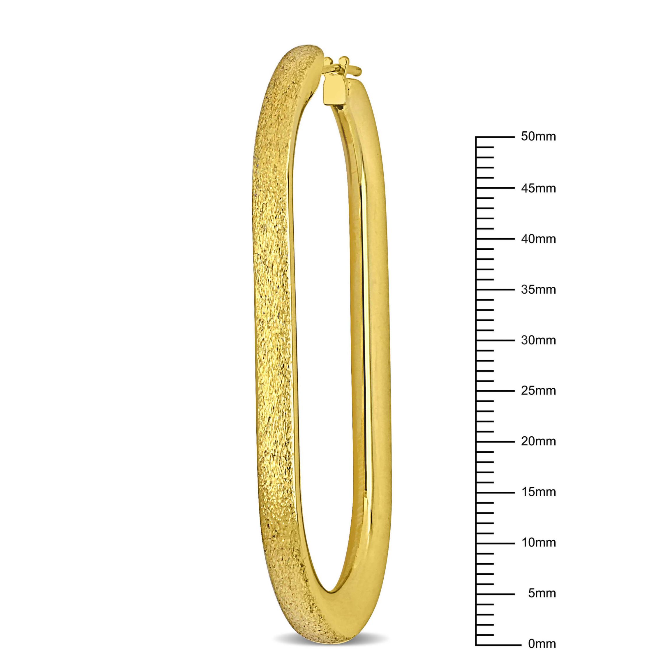 59mm Oval Hoop Satin Finish Earrings in 14K Yellow Gold