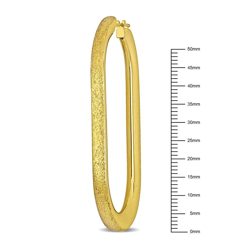 59mm Oval Hoop Satin Finish Earrings in 14K Yellow Gold