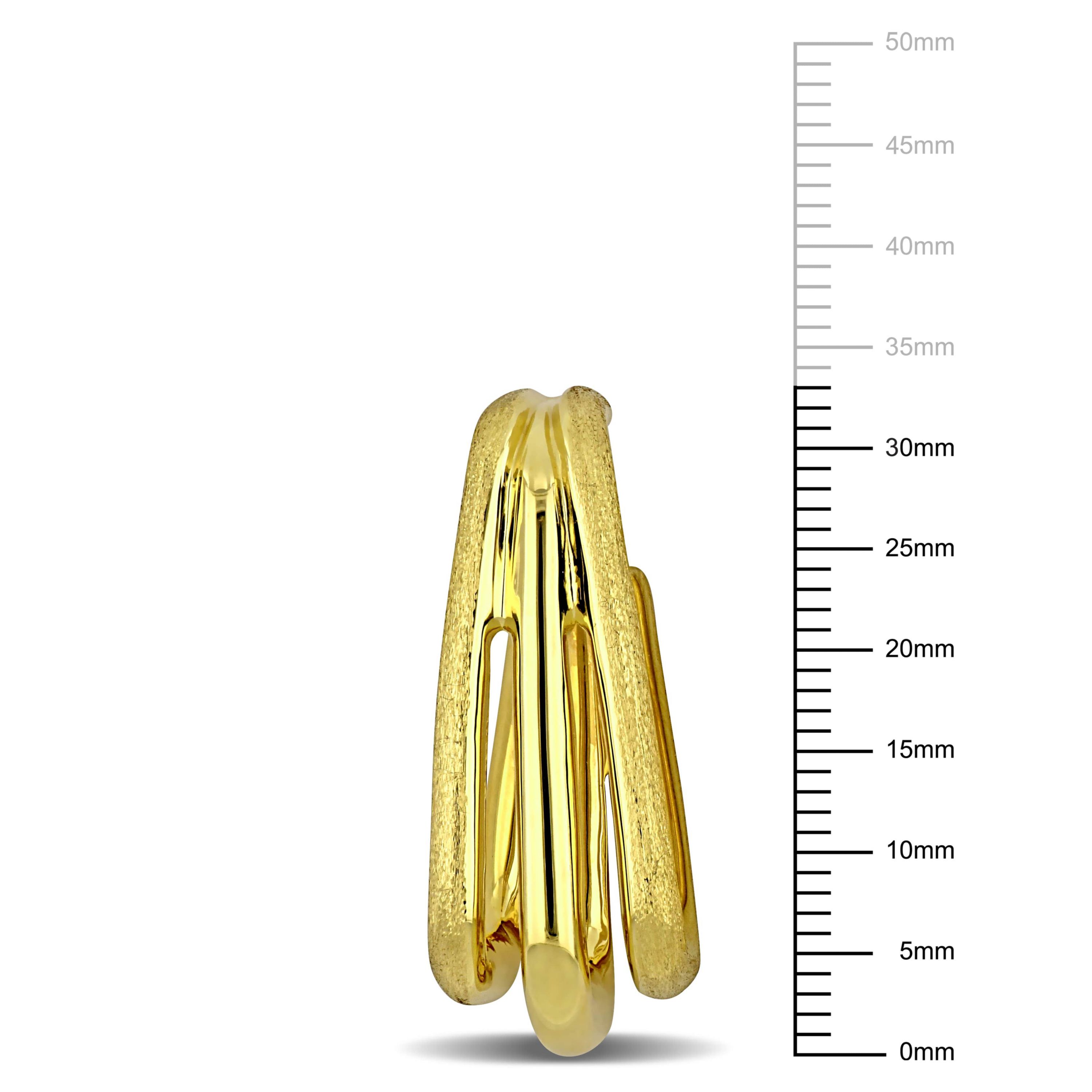 33mm Triple Row Satin and Polished Finish Square Hoop Earrings in 14K Yellow Gold