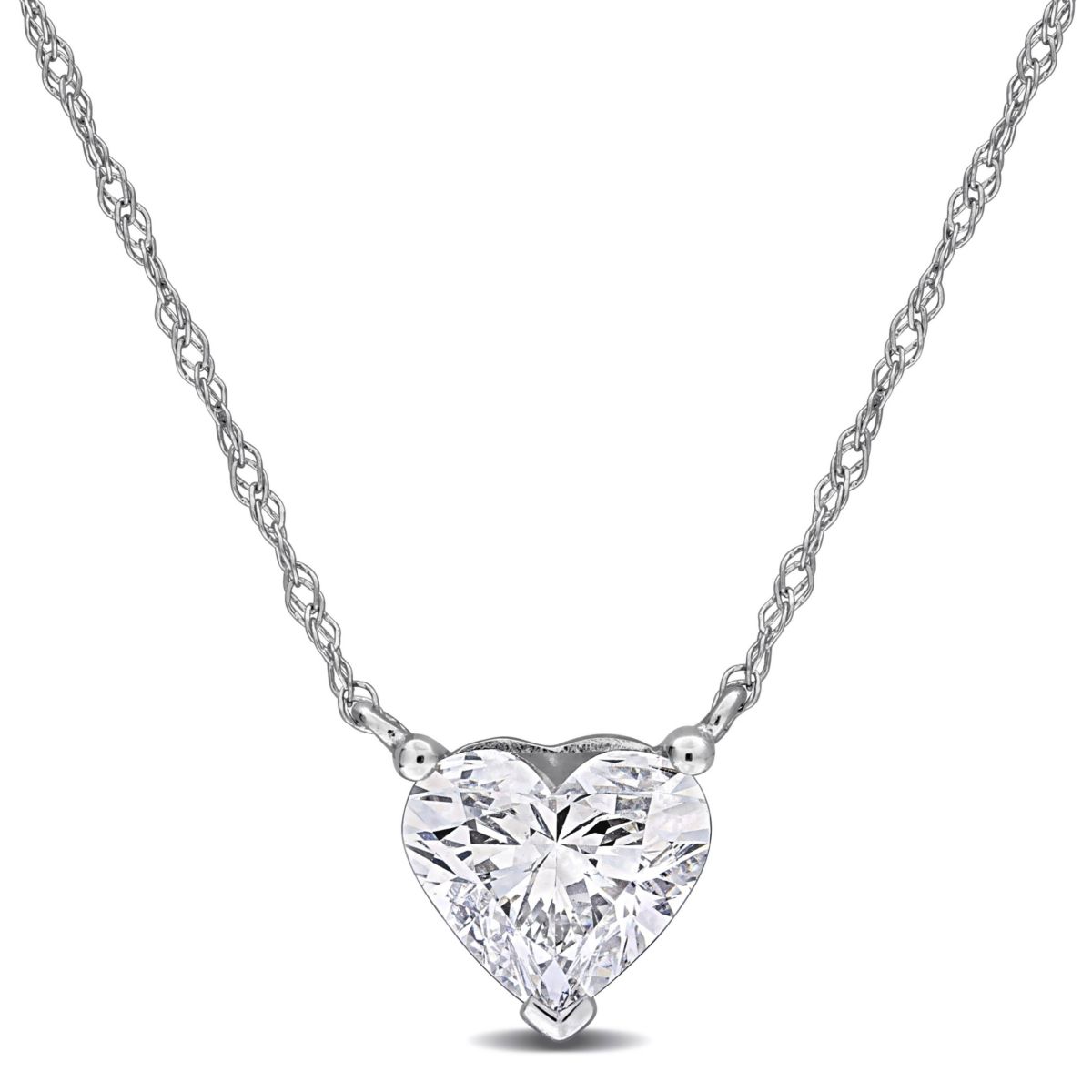 Lab Created Lab Grown Diamond Pendant With Chain in 14k White Gold, 17"