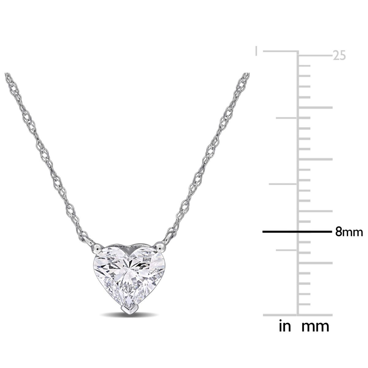 Lab Created Lab Grown Diamond Pendant With Chain in 14k White Gold, 17"