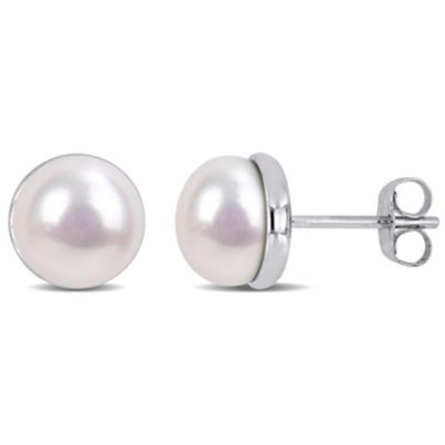 Belk & Co 8-8.5mm Freshwater Cultured Pearl Post Earrings in 10k White Gold