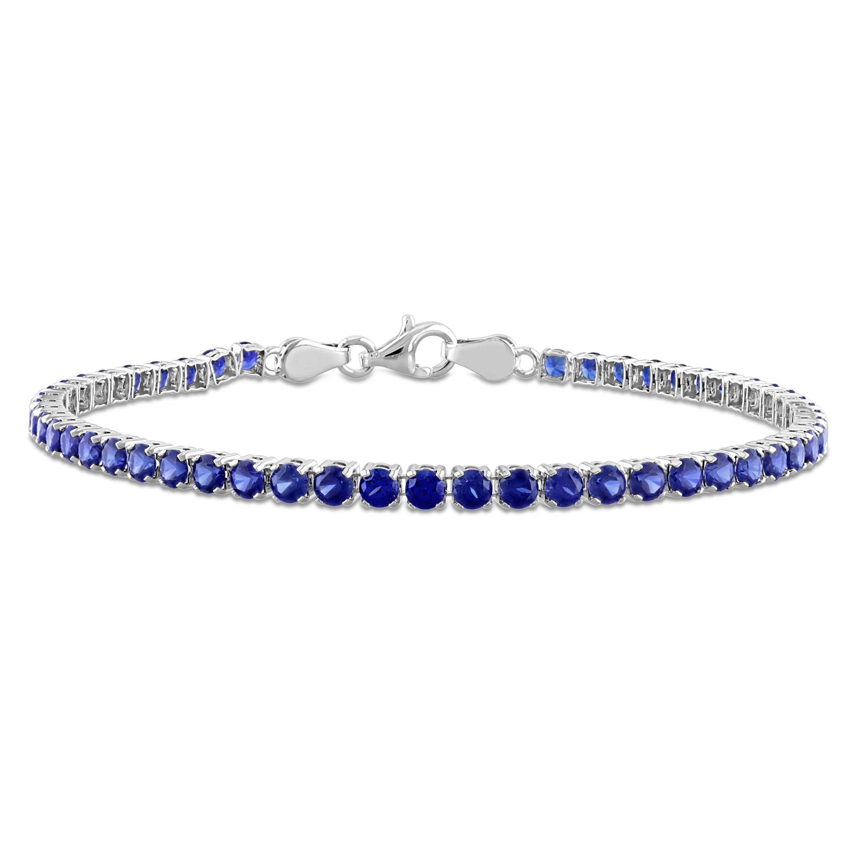 Lab Created Created Blue Sapphire Bracelet in Sterling Silver