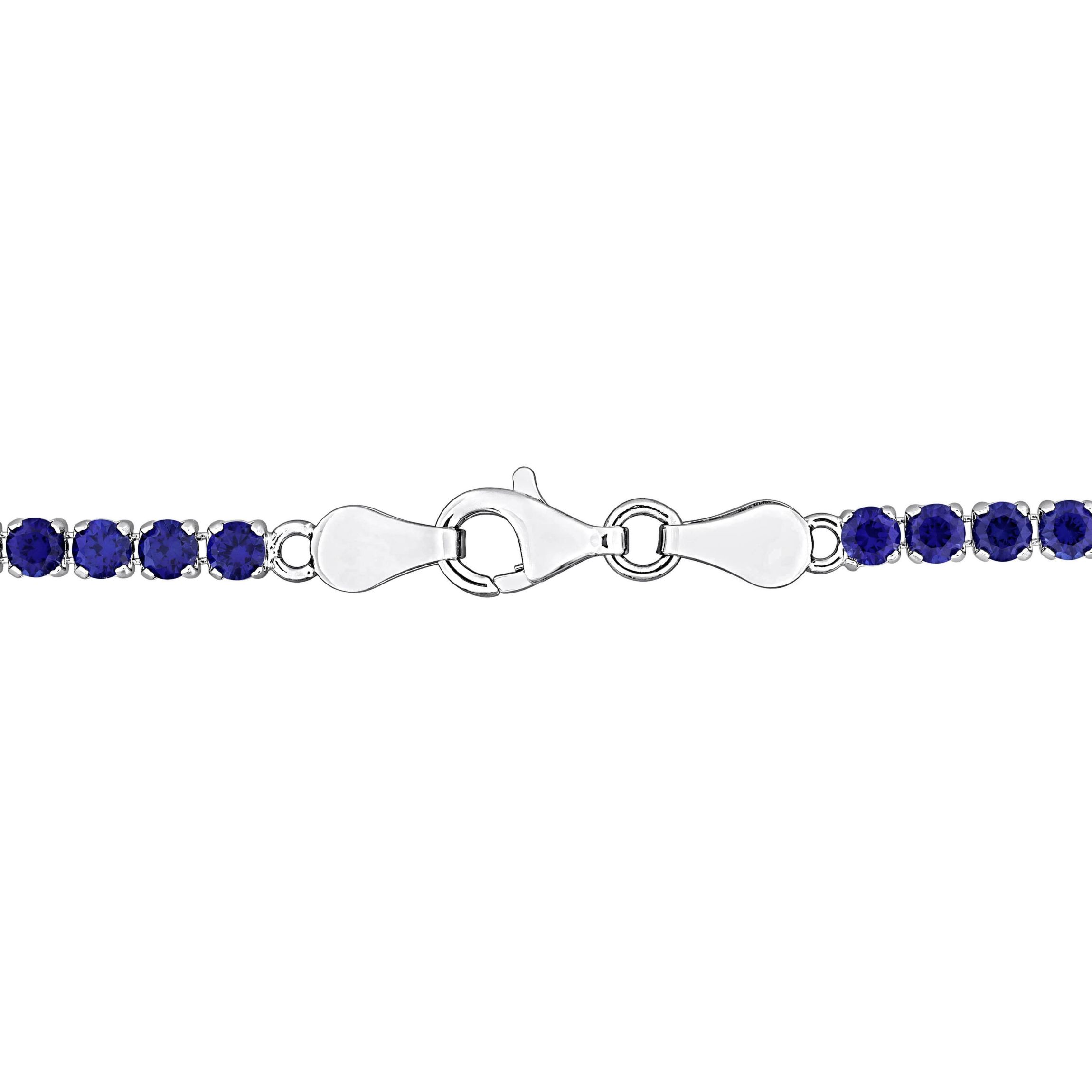 Lab Created Created Blue Sapphire Bracelet in Sterling Silver