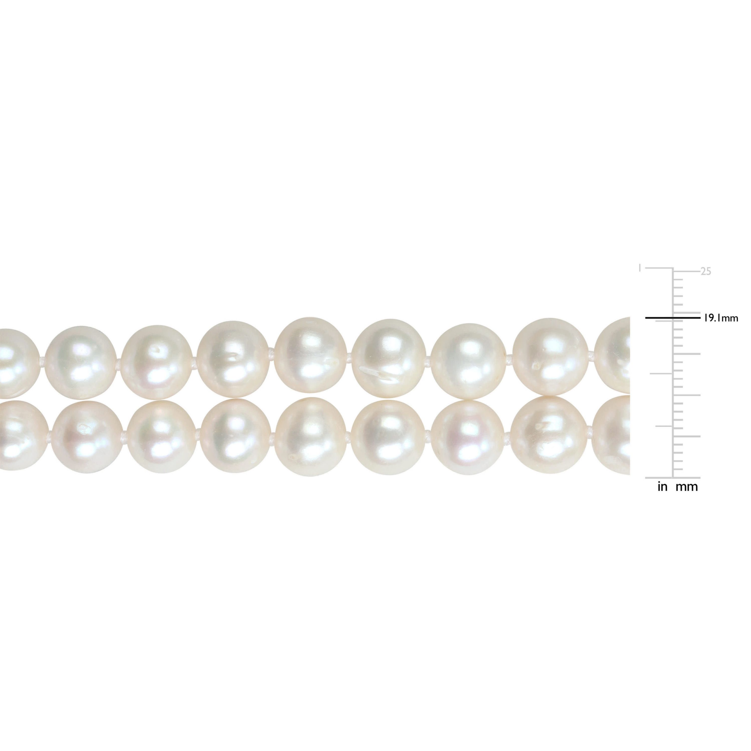 9-10mm Freshwater Cultured Pearl 2-Strand Necklace in Sterling Silver