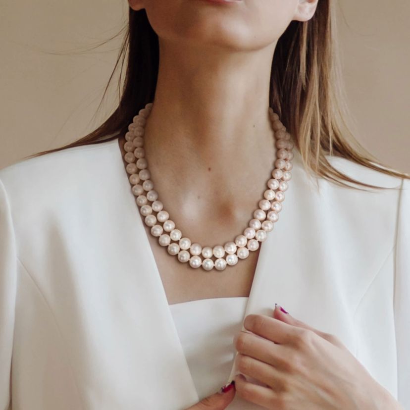 9-10mm Freshwater Cultured Pearl 2-Strand Necklace in Sterling Silver