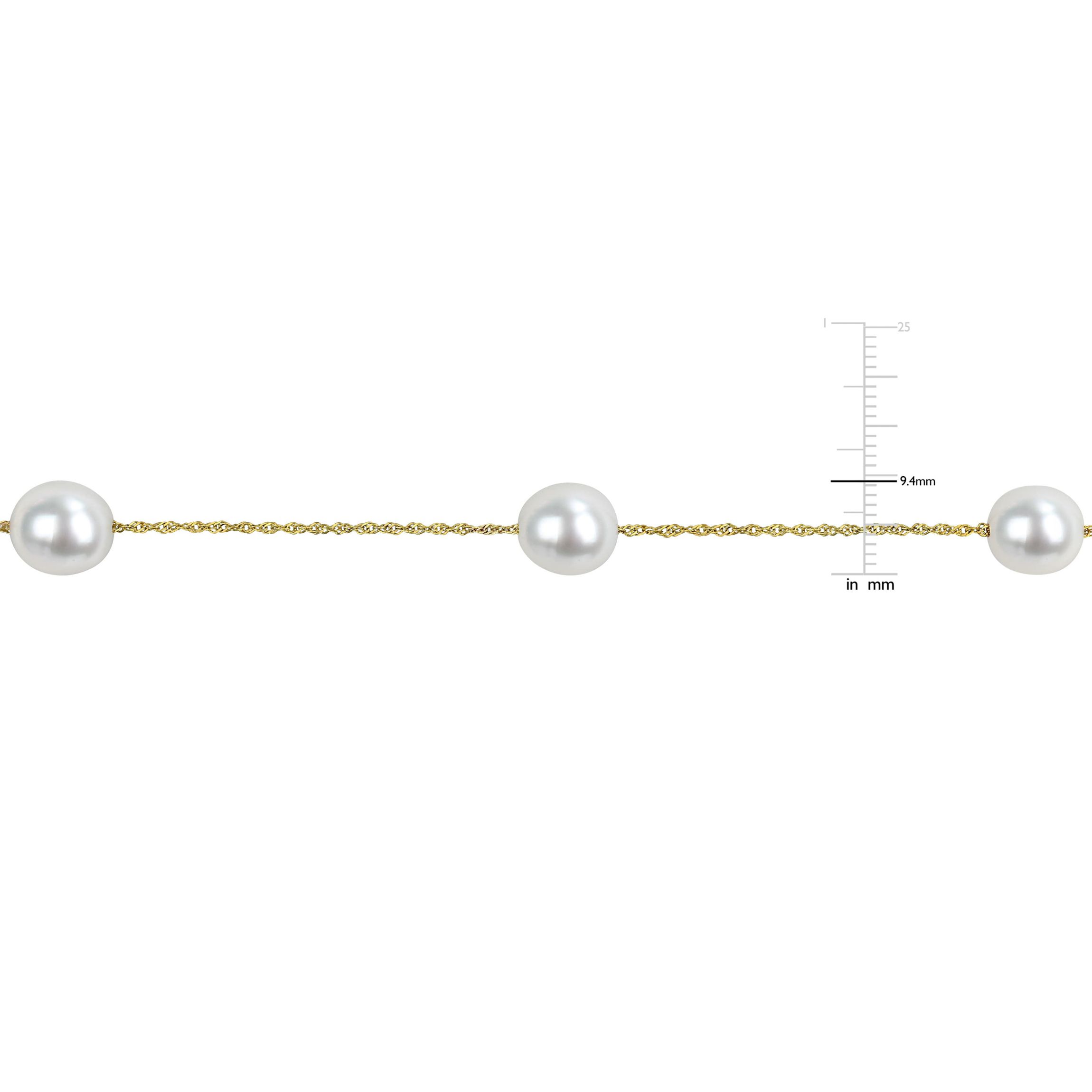 8.5-9mm White South Sea Cultured Pearl Necklace in 14k Yellow Gold