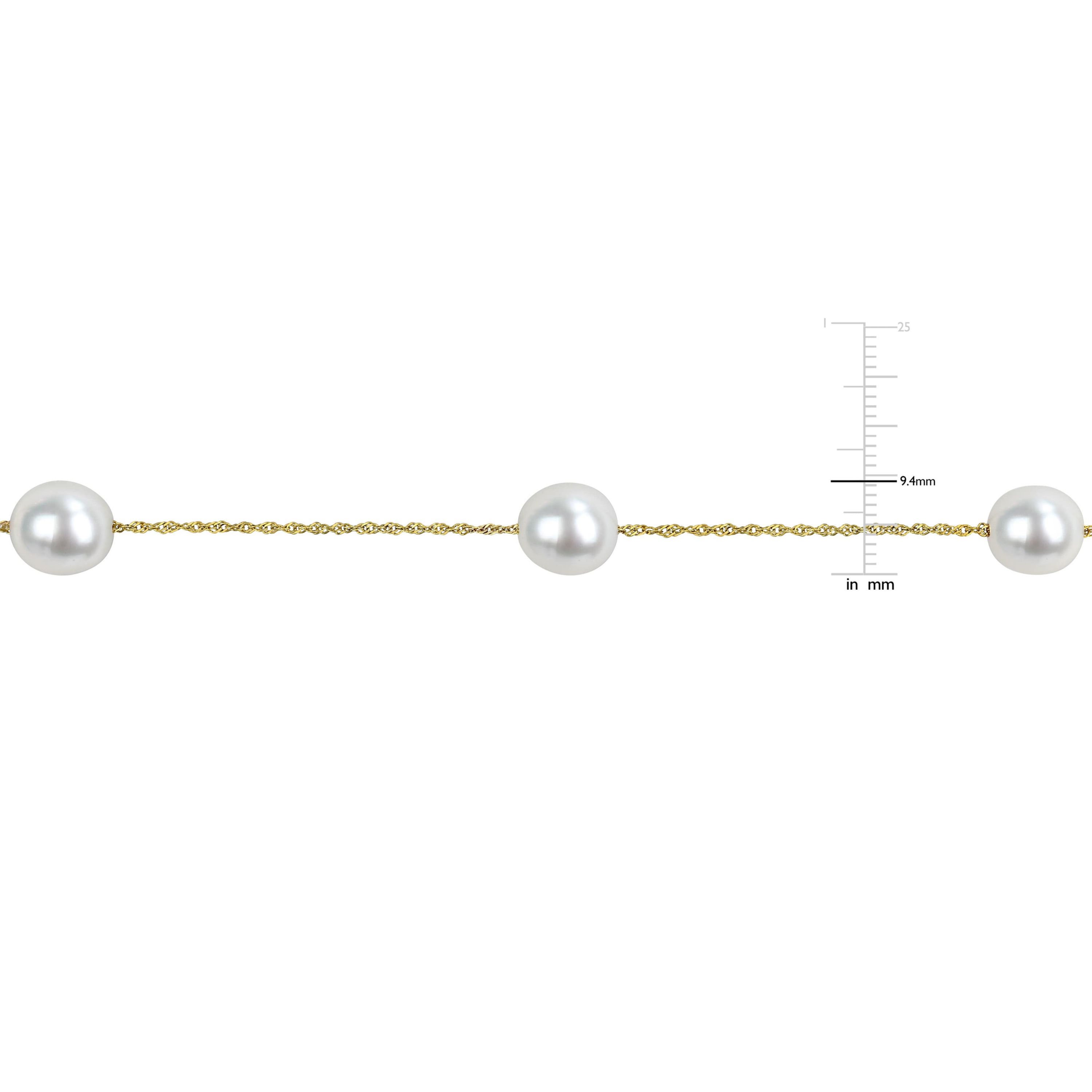 8.5-9mm White South Sea Cultured Pearl Necklace in 14k Yellow Gold