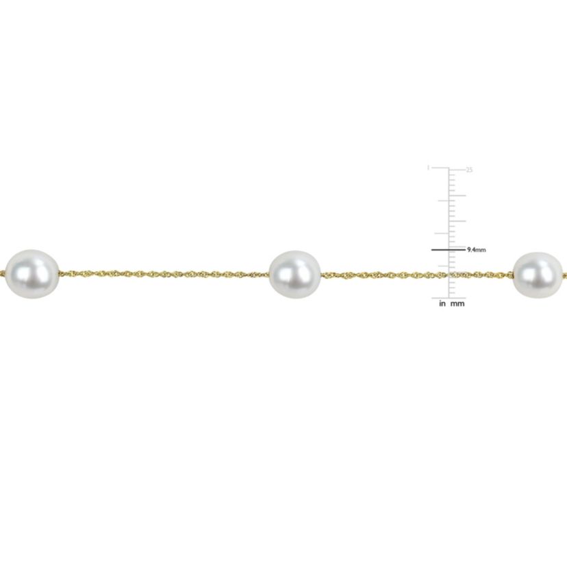 8.5-9mm White South Sea Cultured Pearl Necklace in 14k Yellow Gold