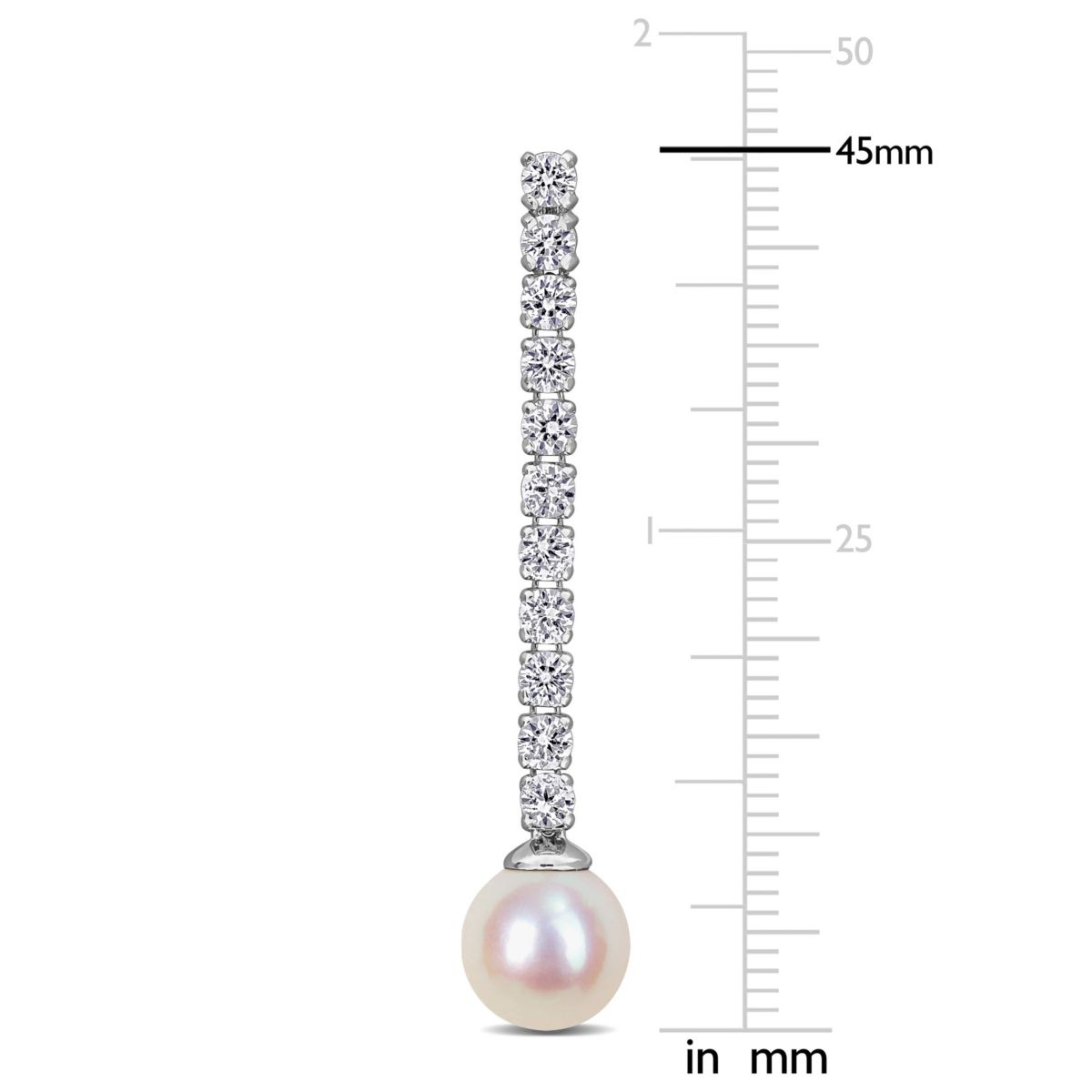 Lab Created 8-8.5mm Freshwater Cultured Pearl & Created White Sapphire Drop Earrings in Sterling Silver