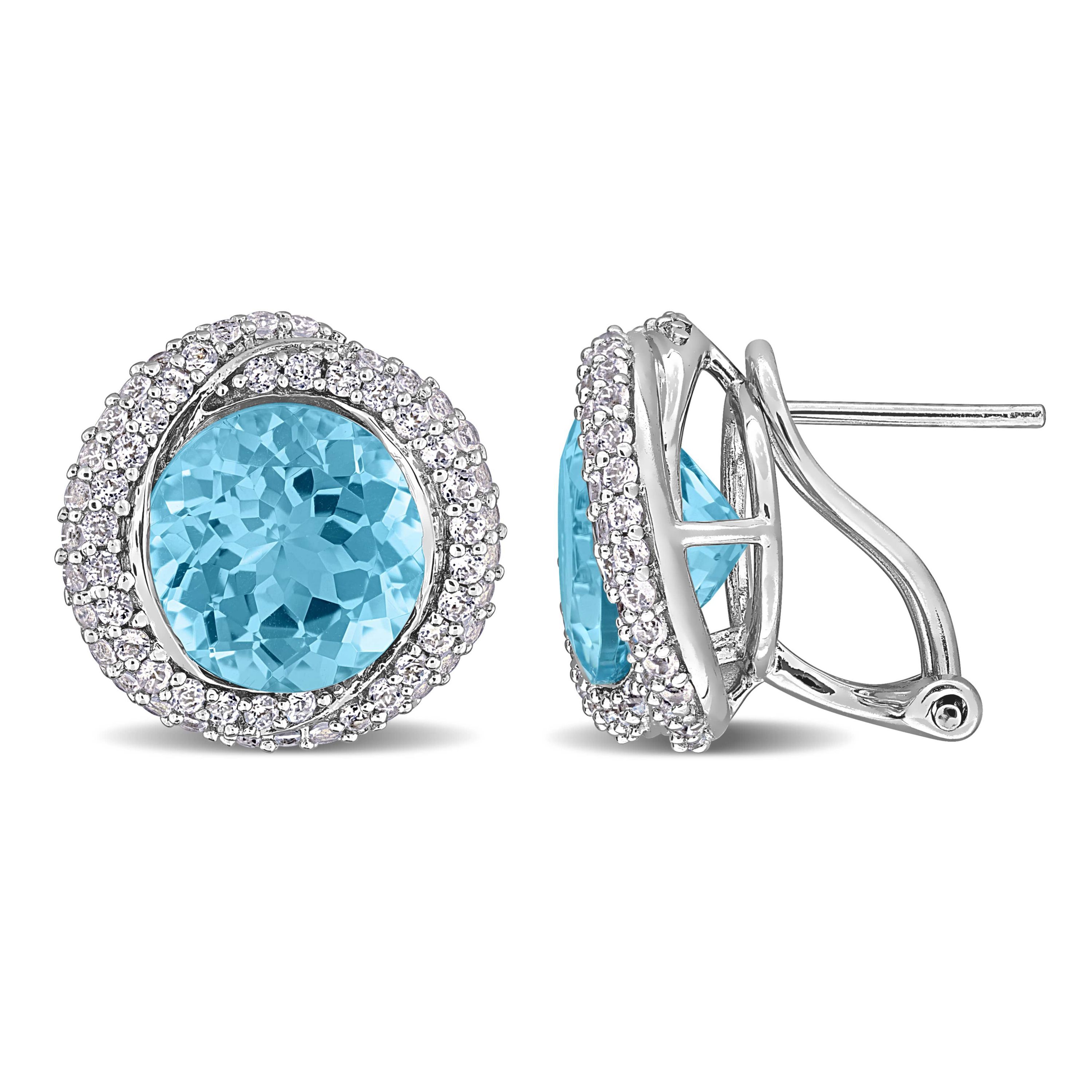 Sky Blue & White Topaz Earrings in Sterling Silver