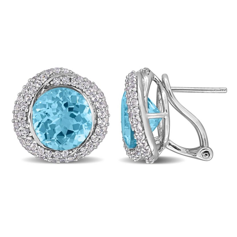 Sky Blue & White Topaz Earrings in Sterling Silver
