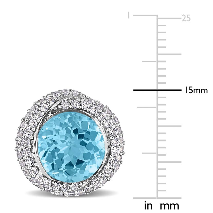 Sky Blue & White Topaz Earrings in Sterling Silver