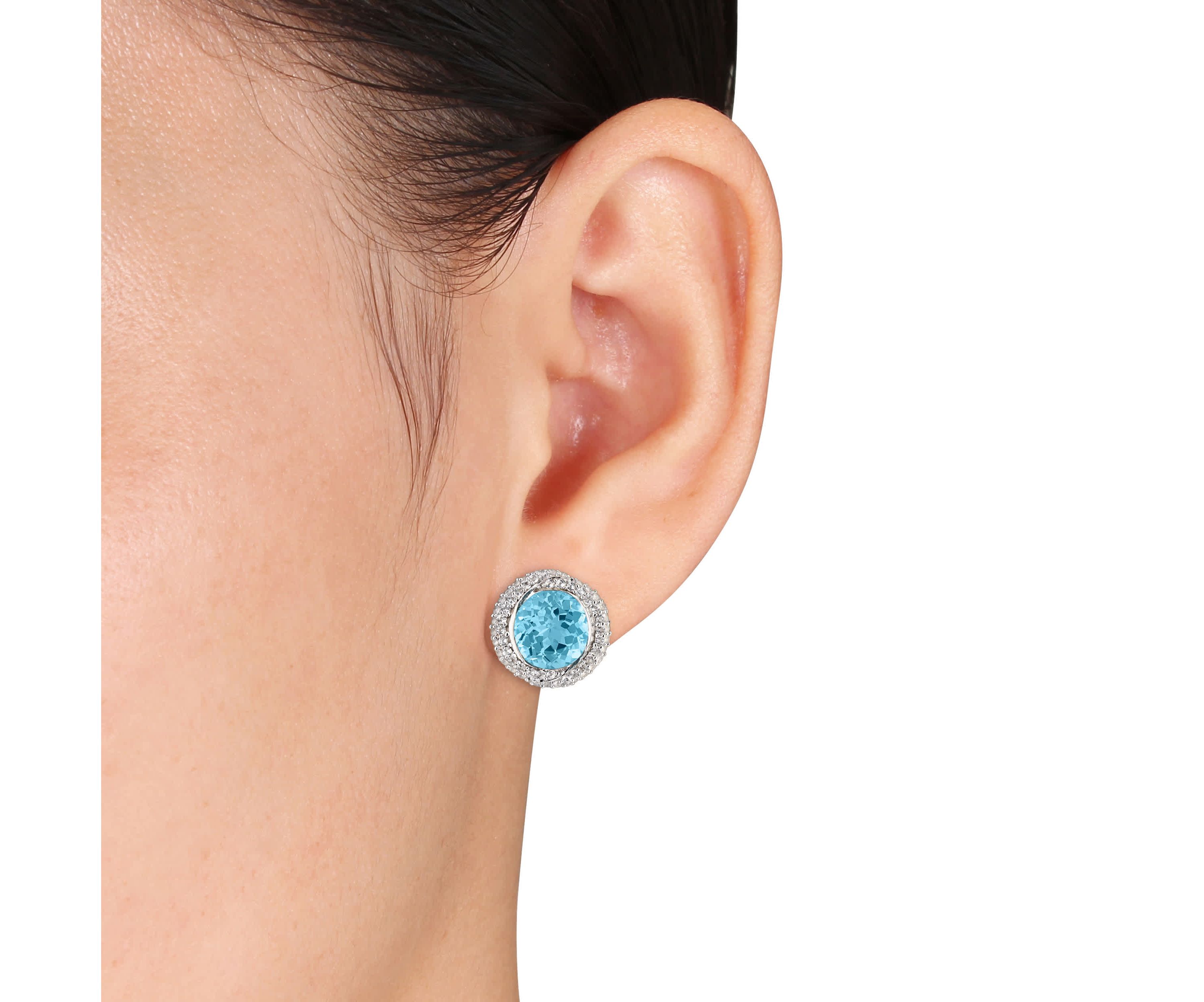 Sky Blue & White Topaz Earrings in Sterling Silver