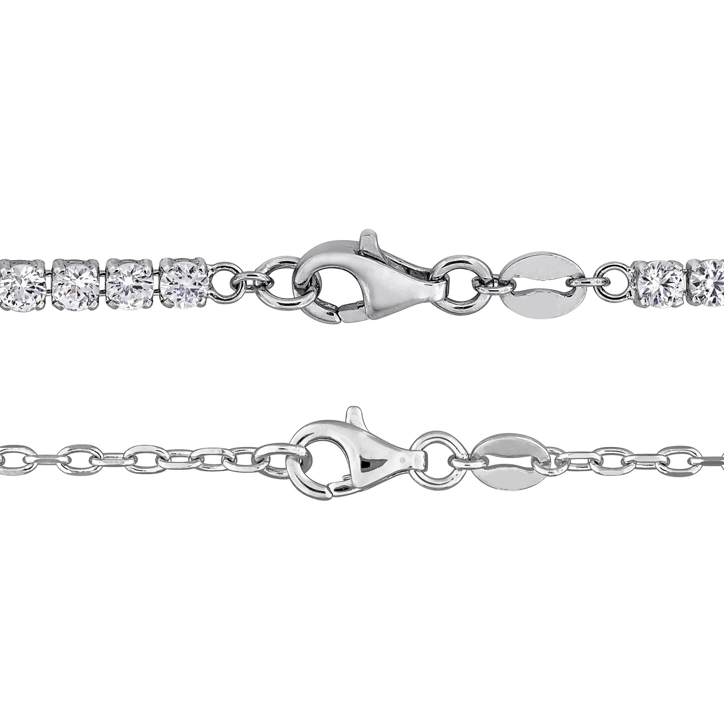 Lab Created Created White Sapphire & Freshwater Cultured Pearls Earrings, Bracelet & Necklace Set in Sterling Silver