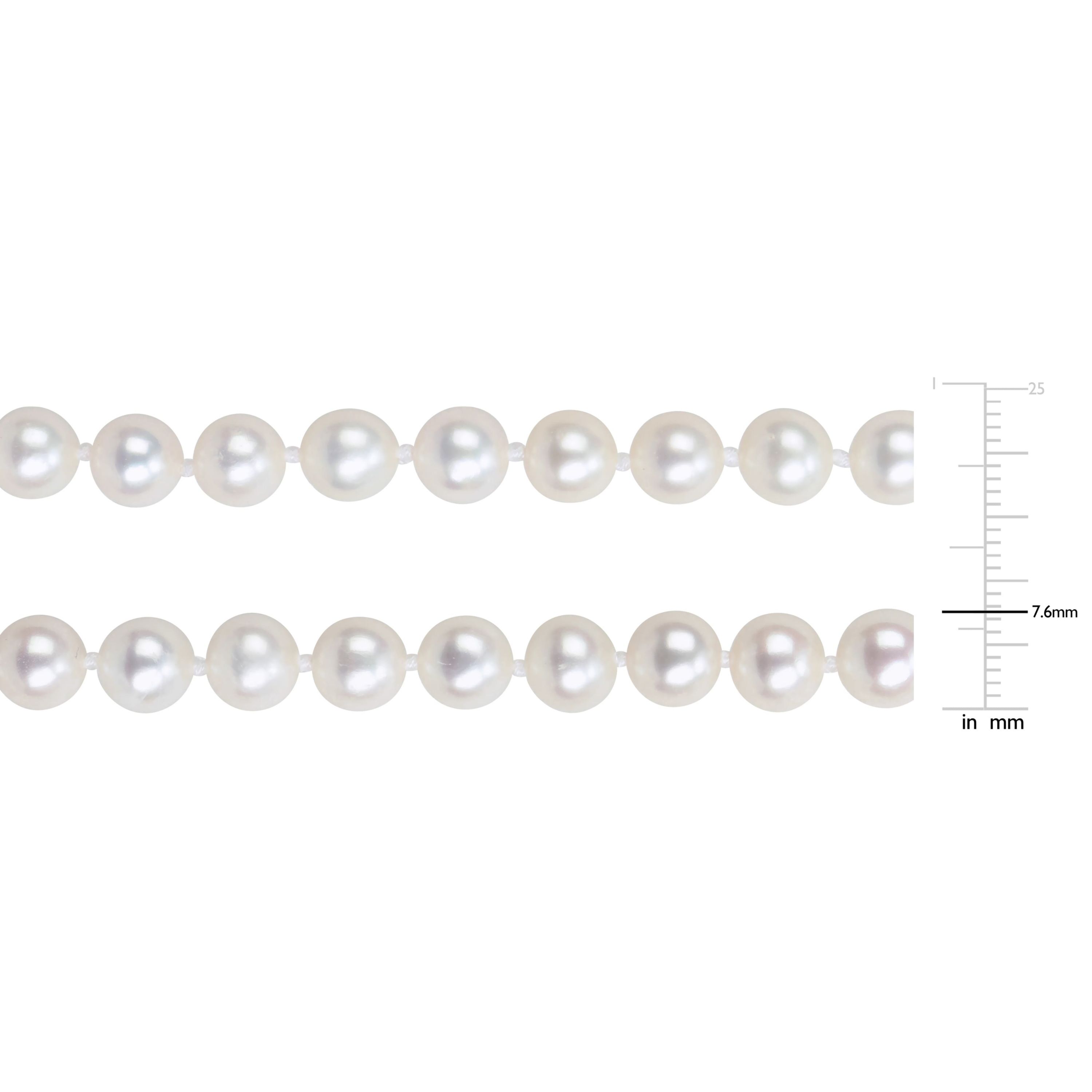 2-Pc Set of 7-7.5mm Freshwater Cultured Pearl Necklace &  Bracelet in Sterling Silver