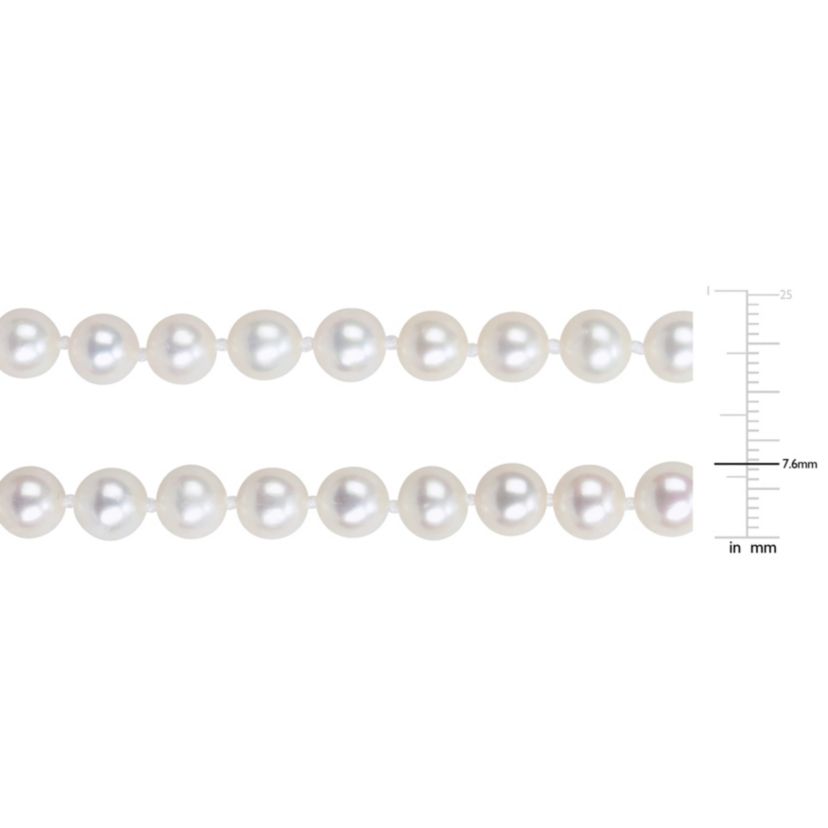 2-Pc Set of 7-7.5mm Freshwater Cultured Pearl Necklace &  Bracelet in Sterling Silver