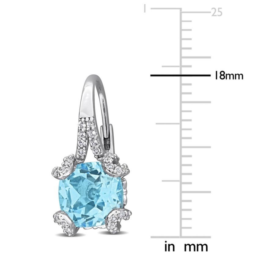 Sky Blue & White Topaz Leverback Earrings in Sterling Silver