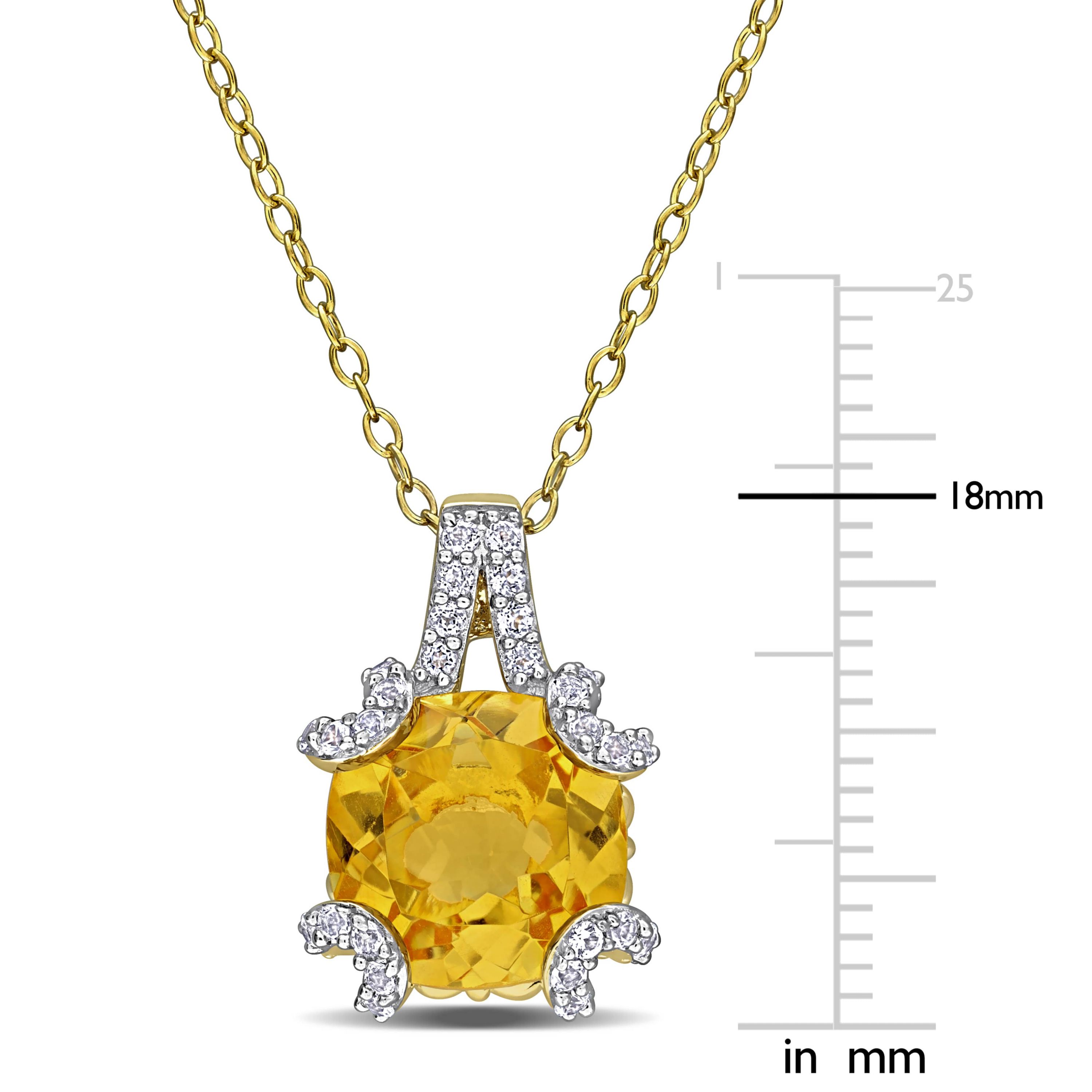 Citrine & White Topaz Pendant With Chain in Yellow Plated Sterling Silver