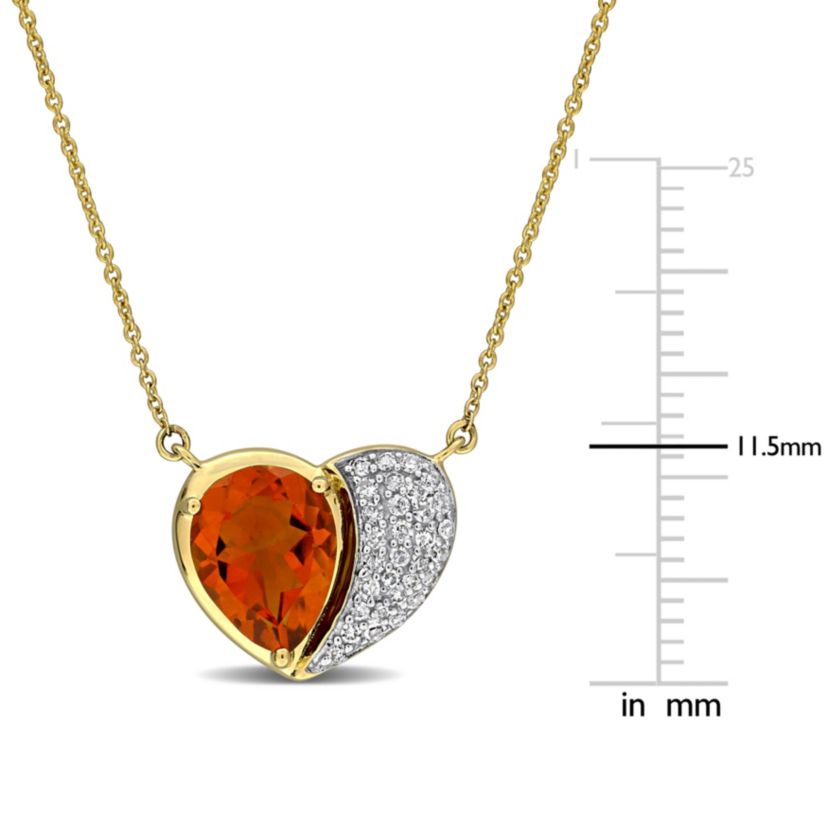 Diamond & Madeira Citrine Necklace in 10K Yellow Gold