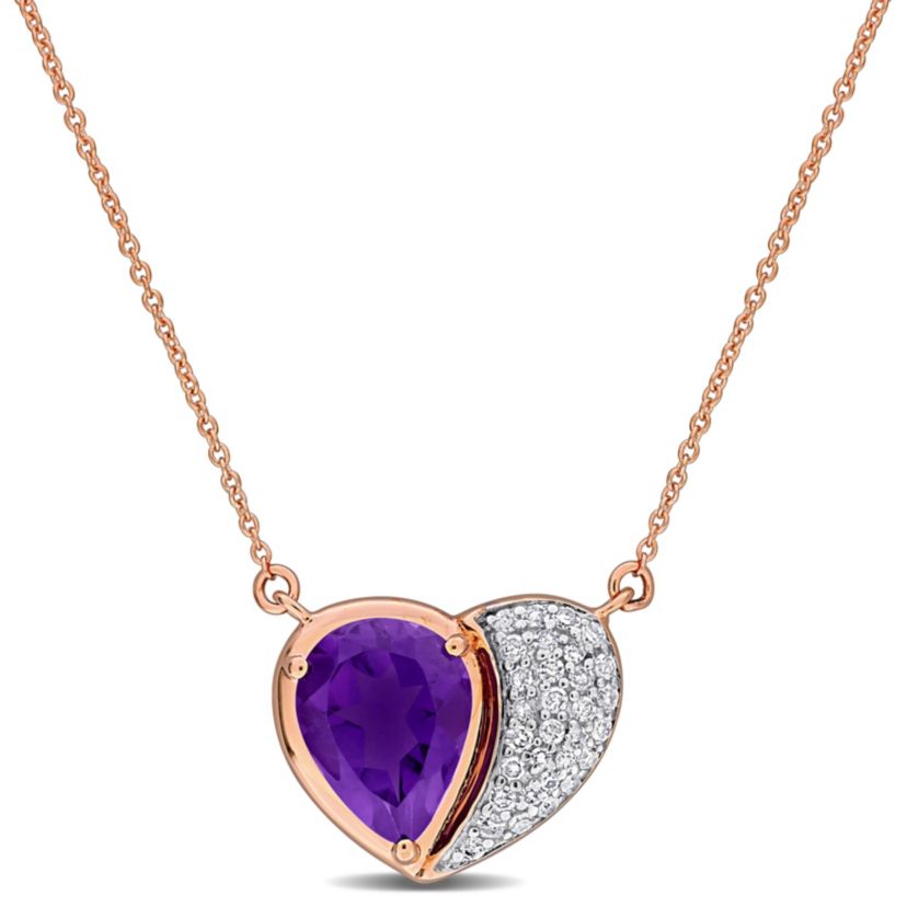 Diamond & Amethyst-Africa Necklace in 10K Rose Gold