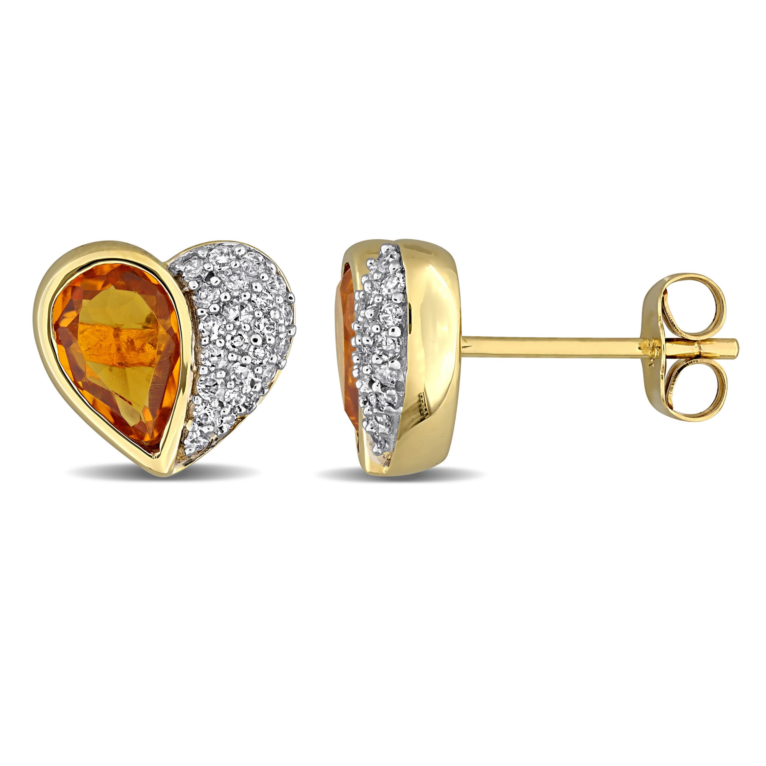 Madeira Citrine Post Earrings in 10K Yellow Gold