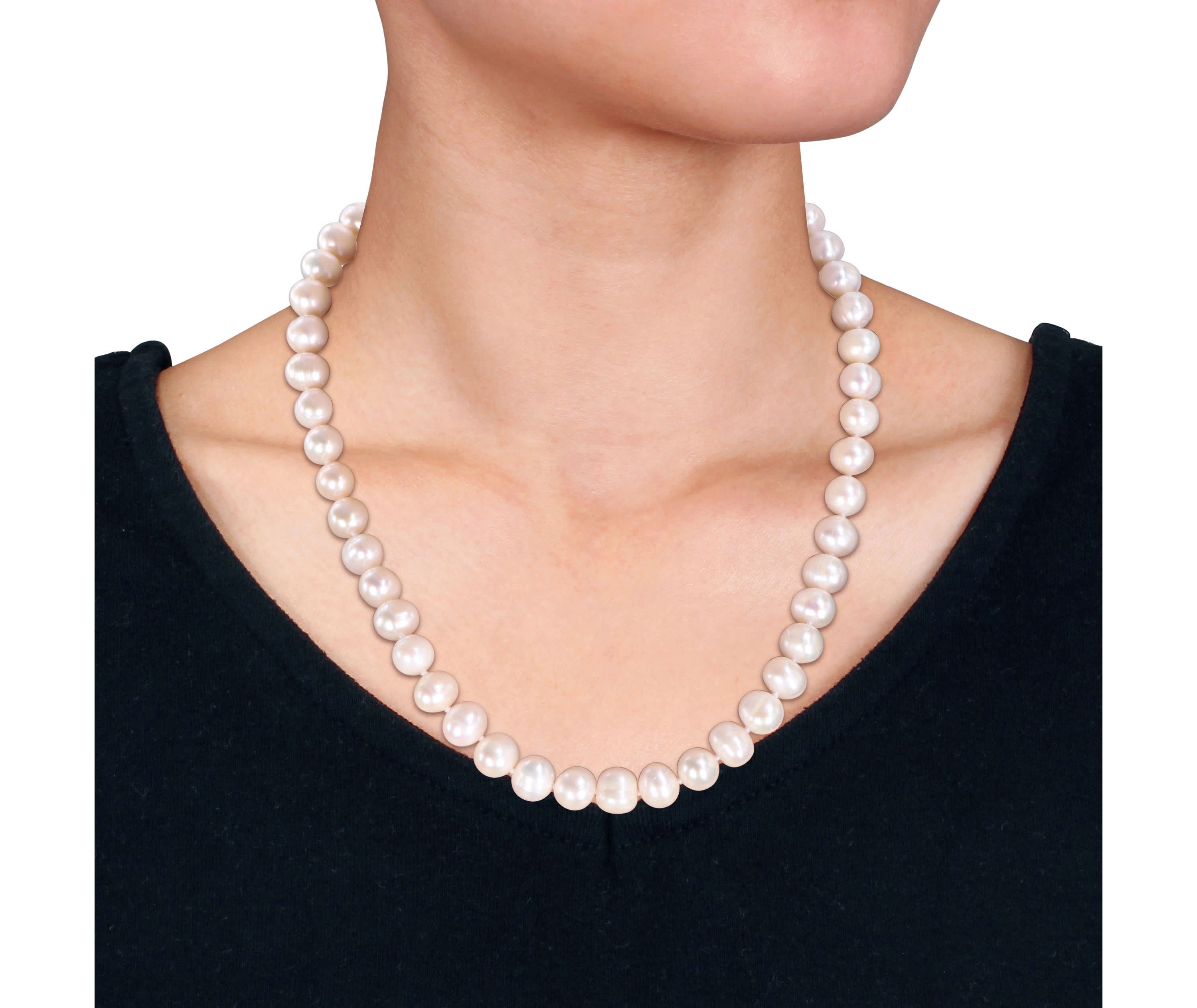 3-Pc Set of 8-9mm Freshwater Cultured Pearl Necklace, Bracelet & Earrings Set in Sterling Silver